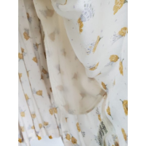 Free People 8 Teagan Floral Mini Dress Cut Out Yellow Floral Bell Sleeve Boho - Picture 4 of 6